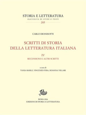 cover image of Scritti di storia della letteratura italiana